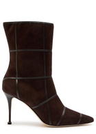 Manolo Blahnik Trulonapla 90 Panelled Suede Mid-calf Boots Brown