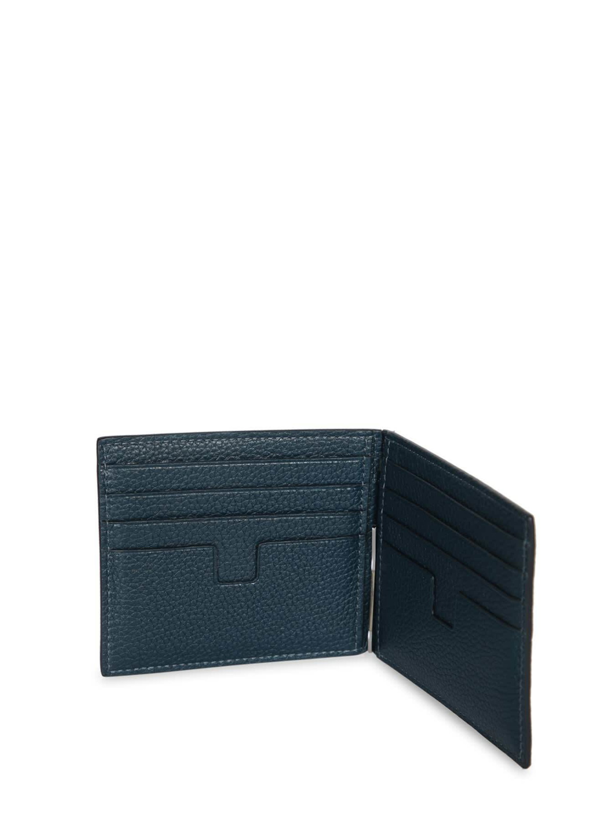 Tom Ford Blue Grained Leather money Clip Wallet TOM FORD