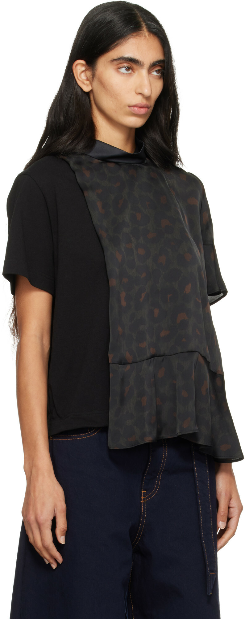sacai Black Leopard Jersey T-Shirt