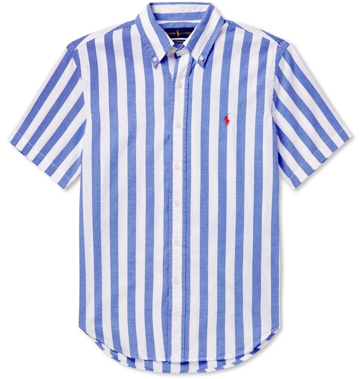 Photo: Polo Ralph Lauren - Slim-Fit Button-Down Collar Striped Cotton Shirt - Blue