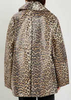 Ganni Leopard-print Waxed Canvas Coat
