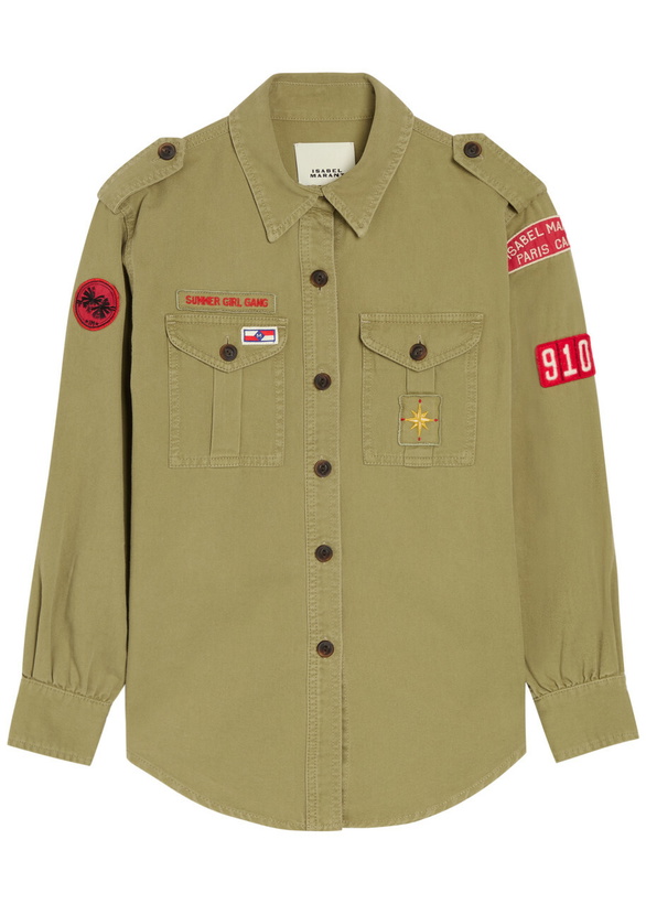 Photo: Isabel Marant Umberta Appliquéd Twill Shirt Khaki