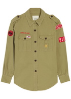 Isabel Marant Umberta Appliquéd Twill Shirt Khaki
