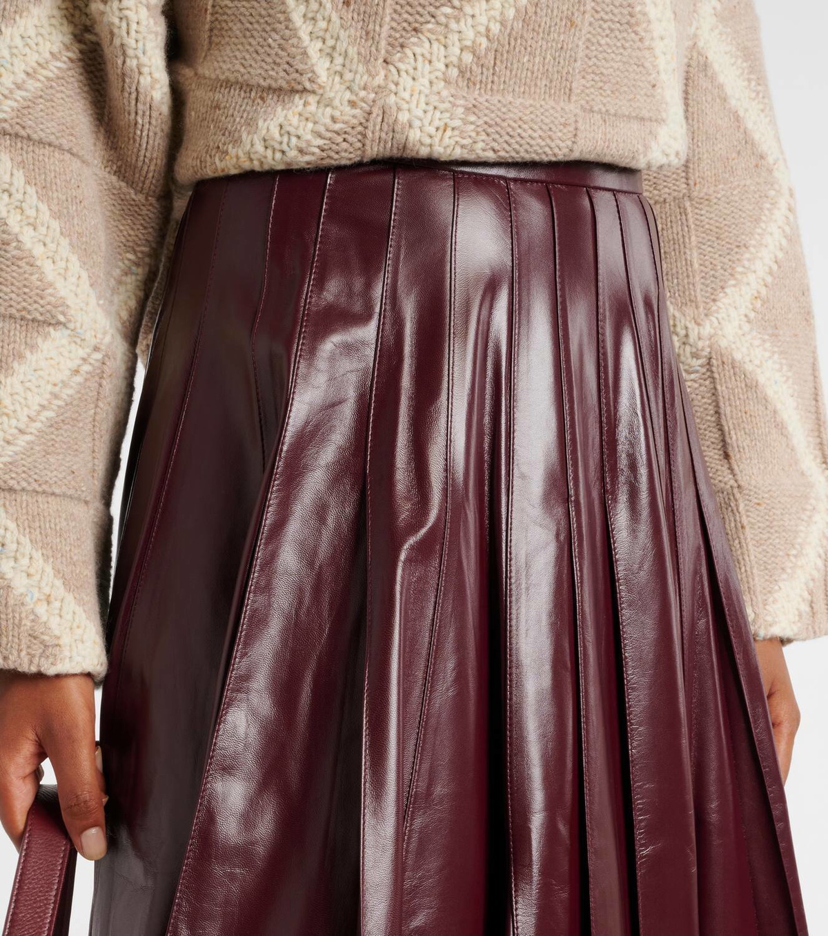 Bottega Veneta Pleated leather midi skirt Bottega Veneta