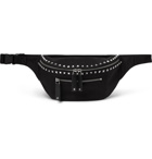 Valentino - Valentino Garavani Studded Leather-Trimmed Canvas Belt Bag - Black