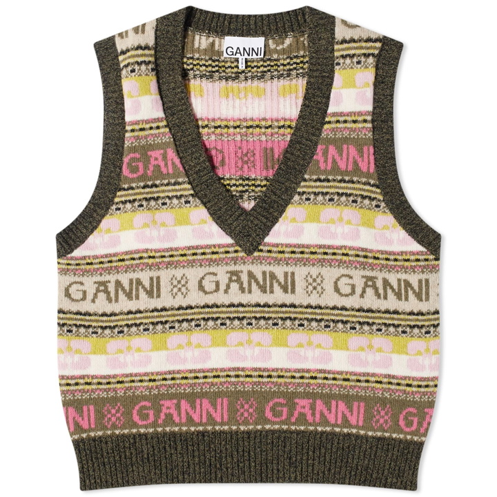 Photo: GANNI Women's Logo Wool Mix Vest in Kalamata