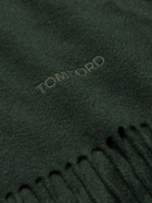 TOM FORD - Logo-Embroidered Fringed Cashmere Scarf