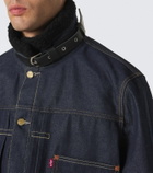 Sacai Leather-trimmed denim jacket
