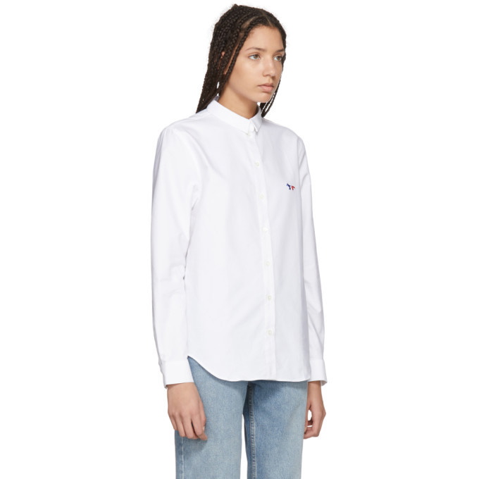 Maison Kitsune White Tricolor Fox Patch Classic Shirt Maison Kitsune