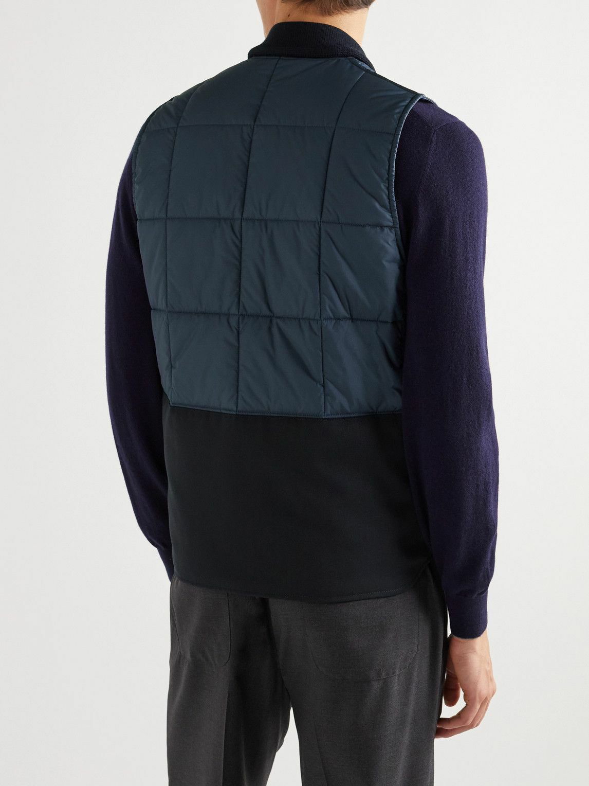 Caruso - Panelled Quilted Shell and Canvas Gilet - Blue Caruso