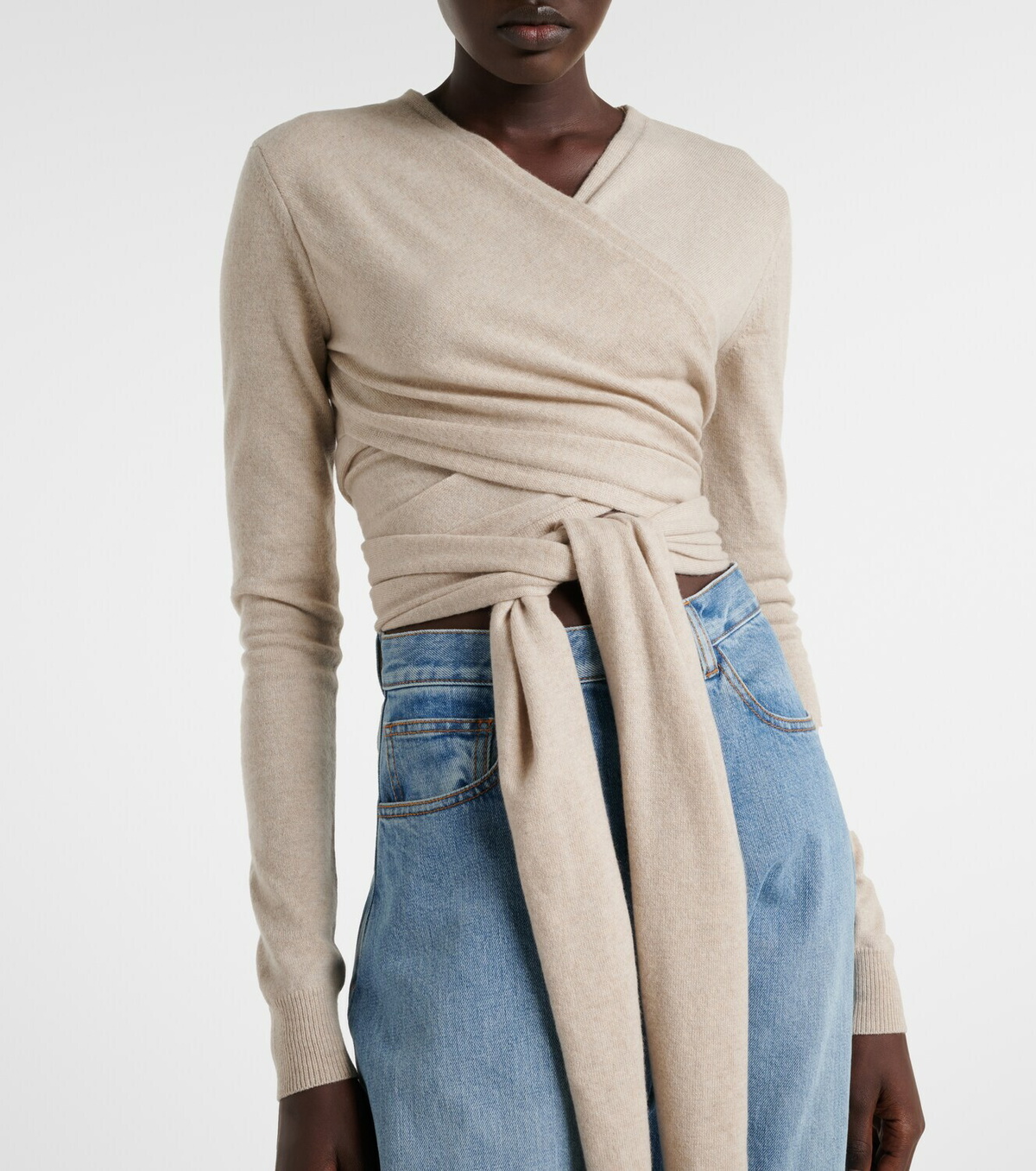 Alaïa Cashmere and wool-blend wrap top
