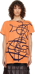 Vivienne Westwood Orange Beach Top Graffiti Orb Cover-Up Top
