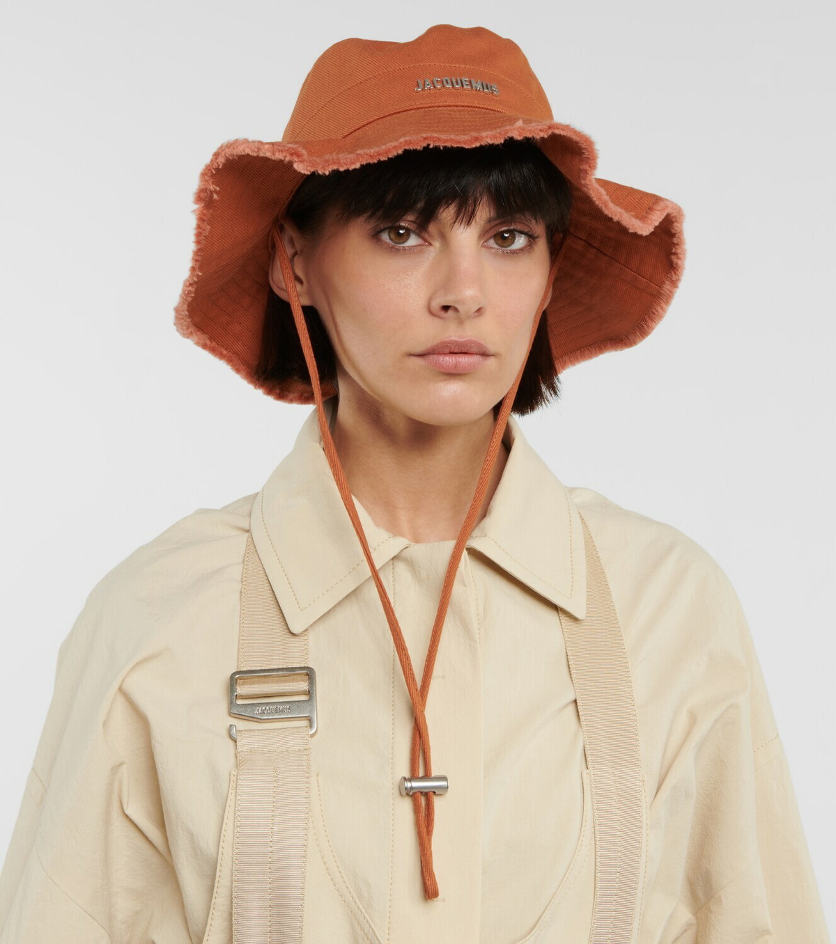 Jacquemus Tan Frayed Brim Bucket Hat Jacquemus - Frayed cotton bucket hat Jacquemus main image 3