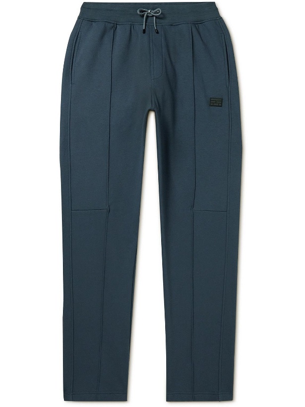 Photo: FRAME - Straight-Leg Logo-Appliquéd Cotton-Jersey Sweatpants - Blue