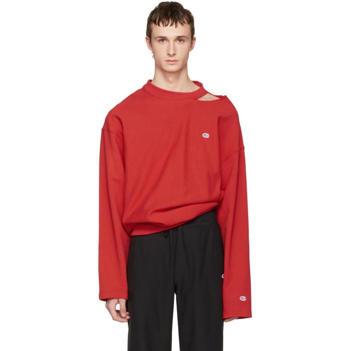 Photo: Vetements Red Champion Edition Cut Out Neckline Pullover
