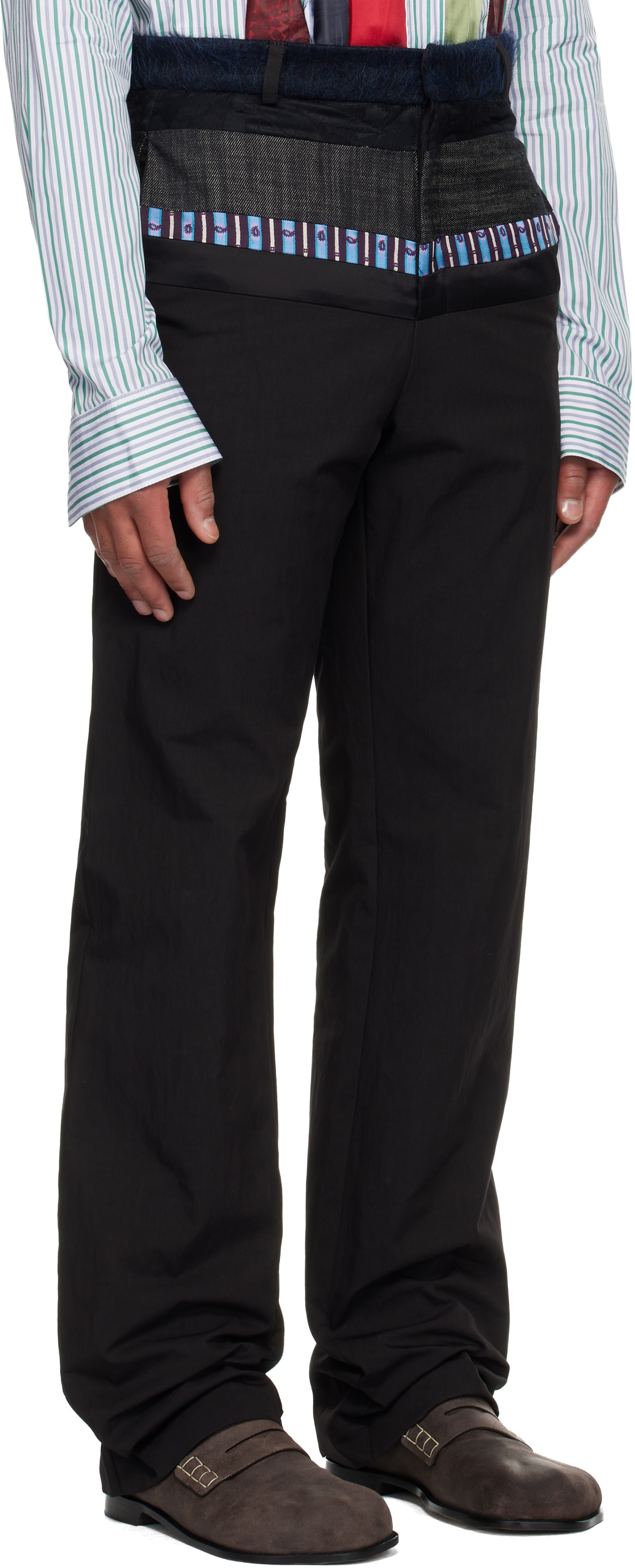 Edward Cuming Black Stacked Tailored Trousers