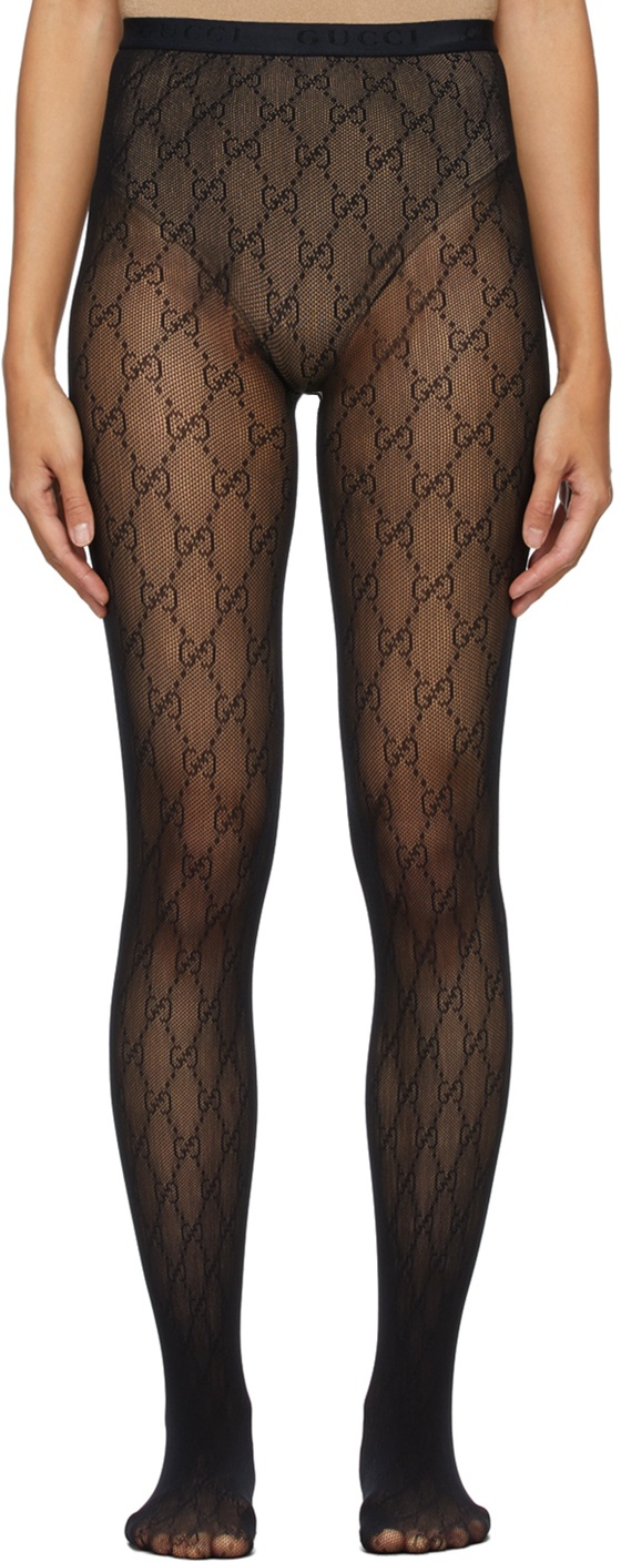 Black tights with bows pattern Gucci