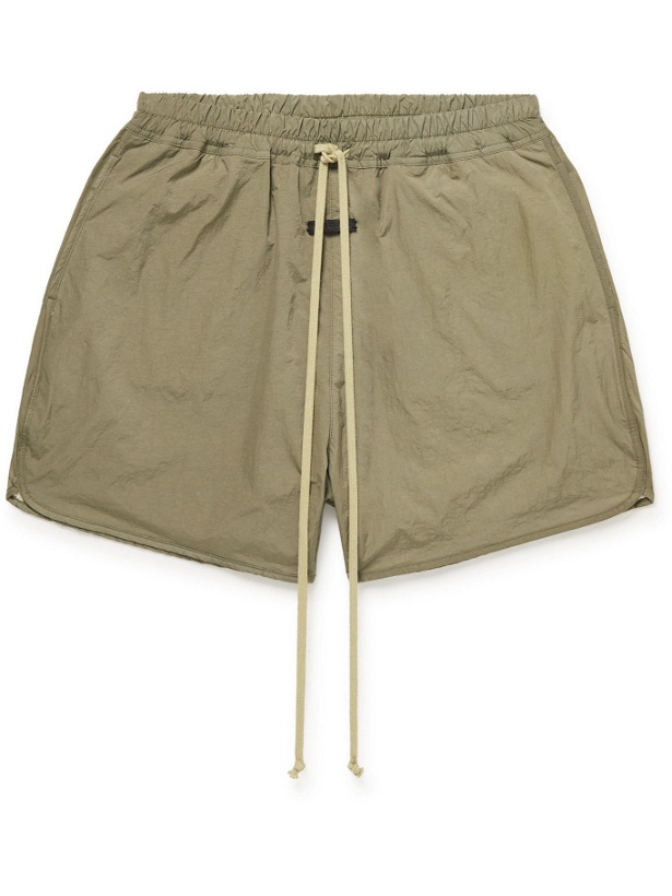 Photo: Fear of God - Wide-Leg Logo-Appliquéd Nylon Drawstring Shorts - Brown