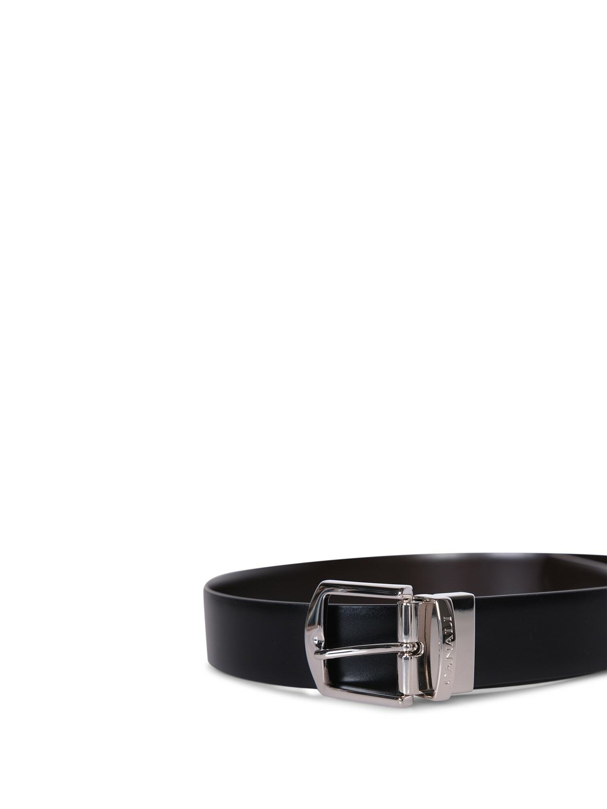Canali Engraved-logo Black Belt Canali