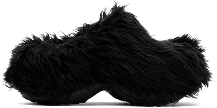 Photo: Balenciaga Black Crocs Edition Fake Fur Mules