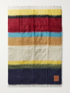 Loewe - Logo-Appliquéd Fringed Striped Mohair-Blend Throw