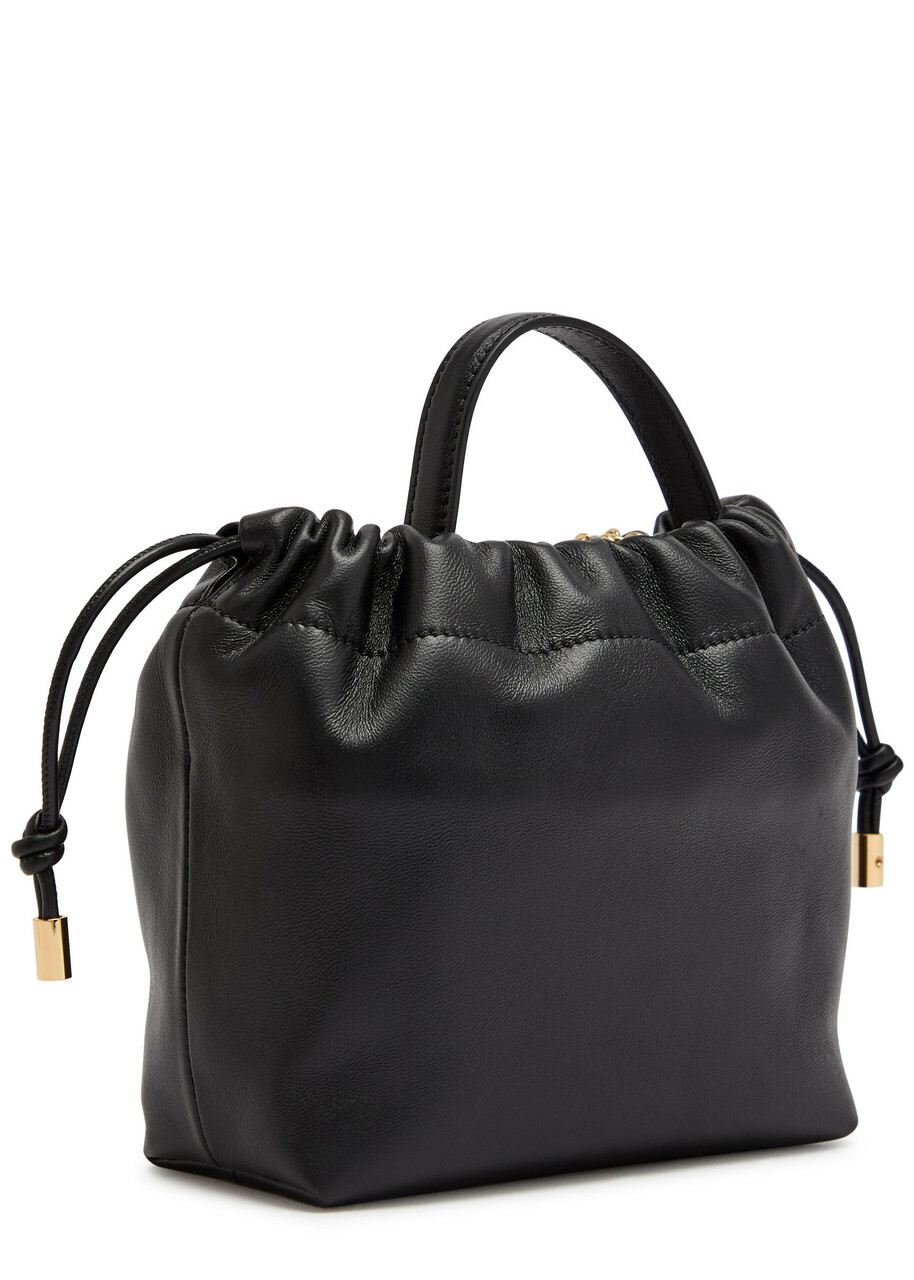 Chloe Icon Charm-embellished Drawstring Leather Pouch - Black - One Size