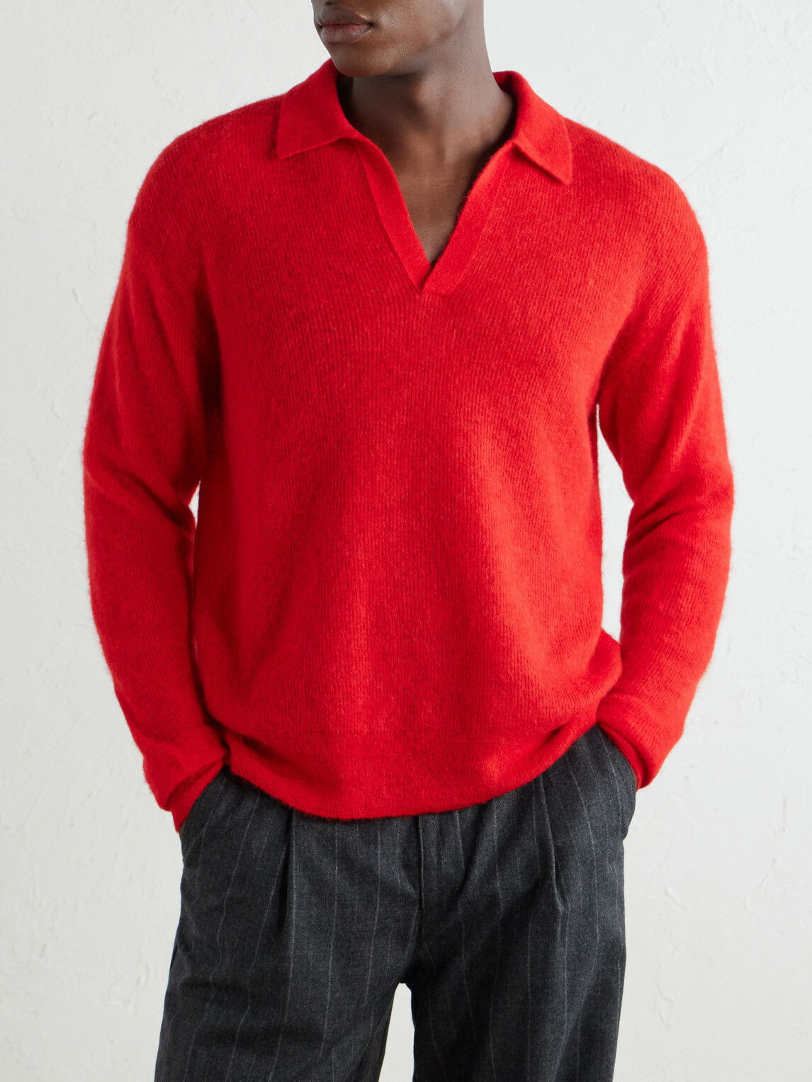 Auralee - Alpaca-Blend Polo Sweater - Red