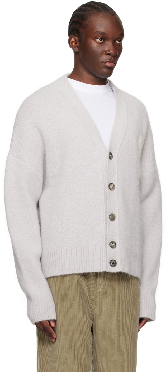 AMI Paris Gray Ami de Cœur Cardigan AMI
