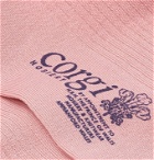 Corgi - Ribbed Mercerised Cotton-Blend Socks - Pink