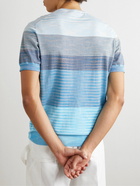 Missoni - Slim-Fit Striped Crochet-Knit Cotton T-Shirt - Blue