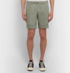 Incotex - Slim-Fit Garment-Dyed Linen and Cotton-Blend Shorts - Men - Sage green