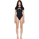 Marine Serre Black Moon Gathered One Piece Swimsuit