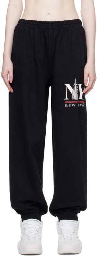 Photo: Alexander Wang Black Printed Denim Sweatpants