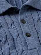 Ghiaia Cashmere - Slim-Fit Cable-Knit Cotton Polo Shirt - Blue