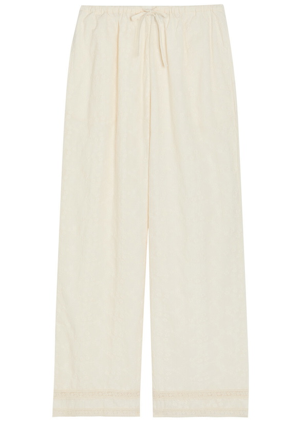Photo: Solaqua Giulia Embroidered Wide-leg Trousers Ivory