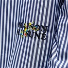 Maison Kitsuné Men's Flowers Logo Stripe Shirt in Navy/Sky