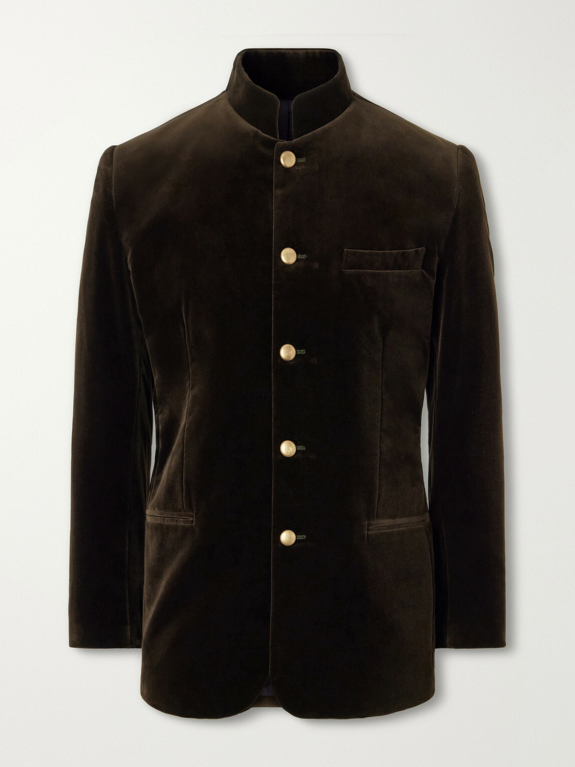 Favourbrook - Nehru Cotton-Velvet Blazer - Green
