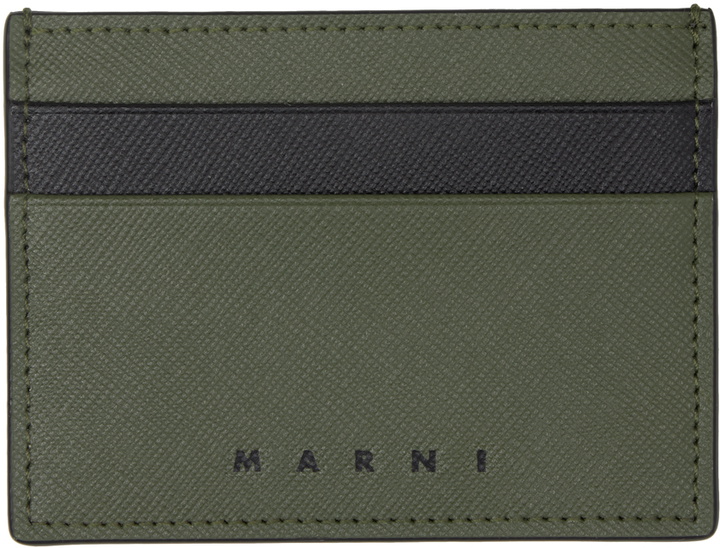 Photo: Marni Khaki & Black Saffiano Leather Card Holder