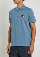 Moncler Logo-appliquéd Piqué Cotton Polo Shirt Blue