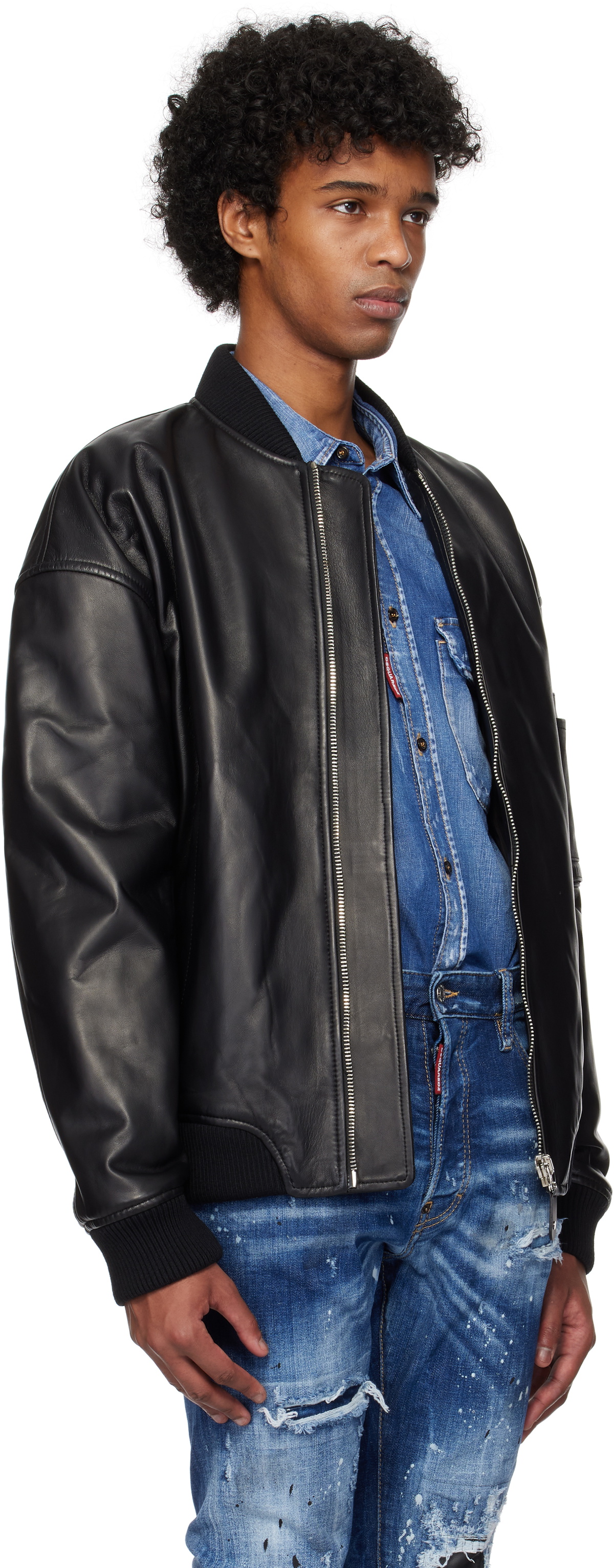 2024ディースクエアードCyprus Bomber レザーボンバー　サイズ48 DSQUARED2 Cyprus Leather Bomber Jacket Dsquared2
