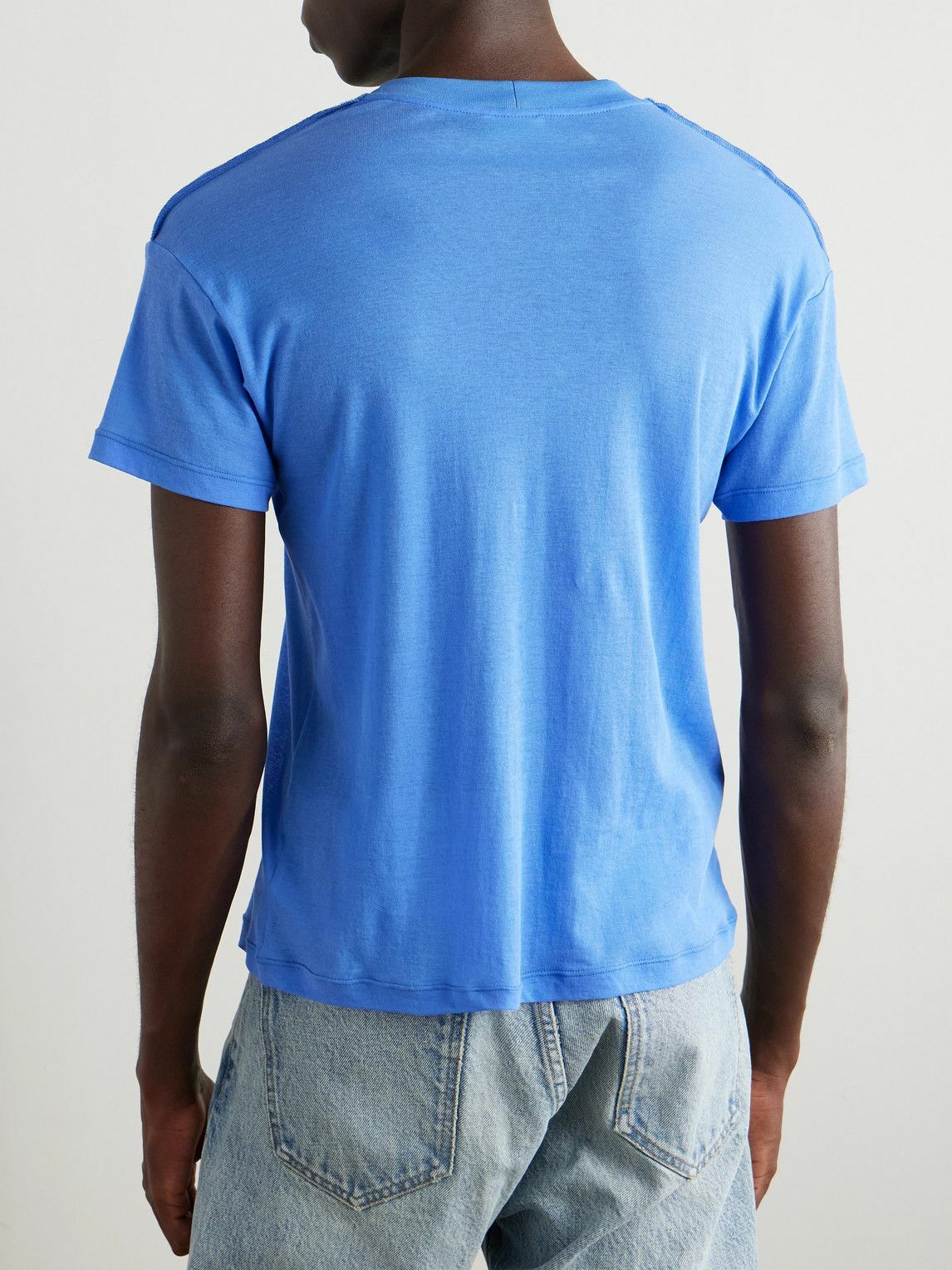 CELINE - Slim-Fit Logo-Embroidered Cotton-Jersey T-Shirt - Blue