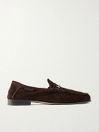 TOM FORD - Ripley Embellished Suede Loafers - Brown