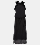 The Attico Faux fur-trimmed midi dress