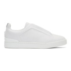 Ermenegildo Zegna White Triple Stitch Slip-On Sneakers