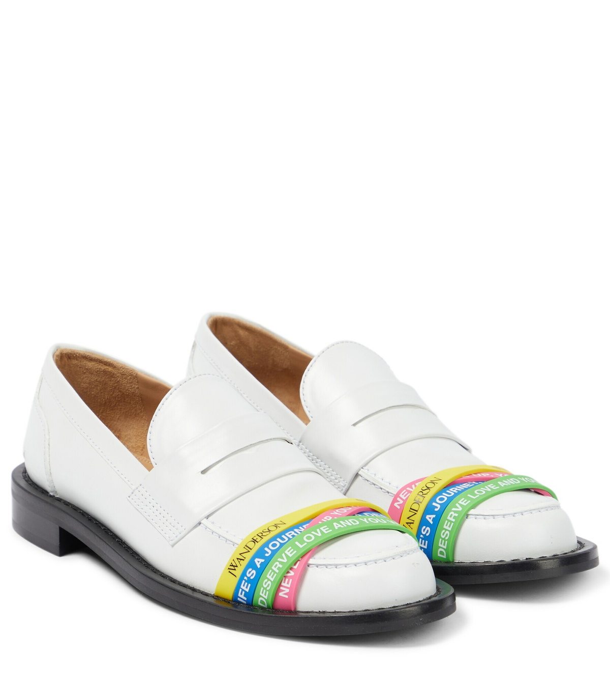 JW Anderson - Elastic-trimmed leather loafers JW Anderson