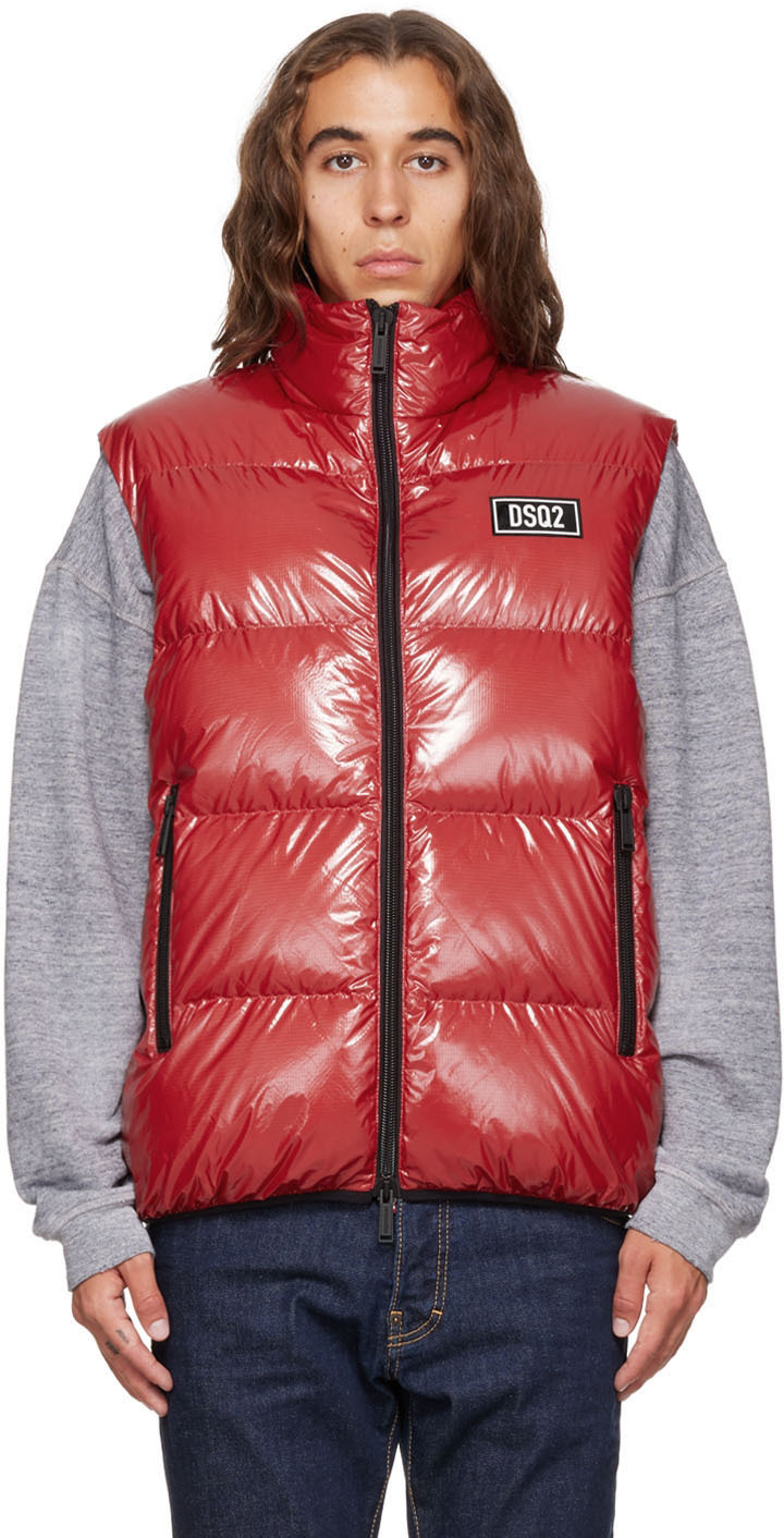 Dsquared2 Red Quilted Down Vest Dsquared2