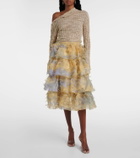 Susan Fang Ruffled appliqué midi skirt