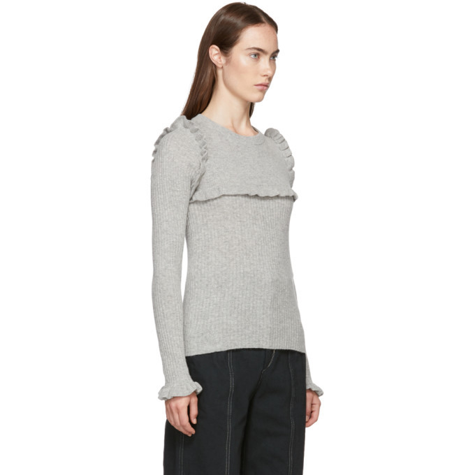 See by Chloe Grey Feminine Ruffle Sweater