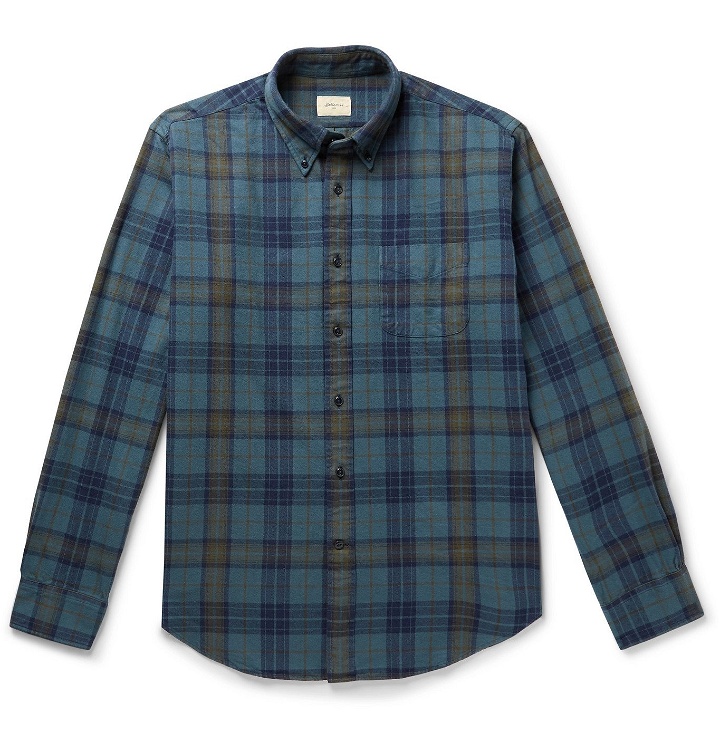 Photo: Bellerose - Button-Down Collar Checked Brushed-Cotton Shirt - Blue