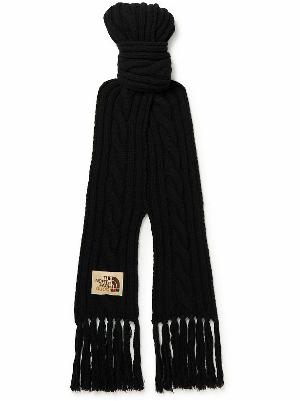 Photo: GUCCI - The North Face Fringed Cable-Knit Wool Scarf
